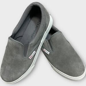 Superga slip on gray suede platform sneakers women’s size 7.5 men’s 6